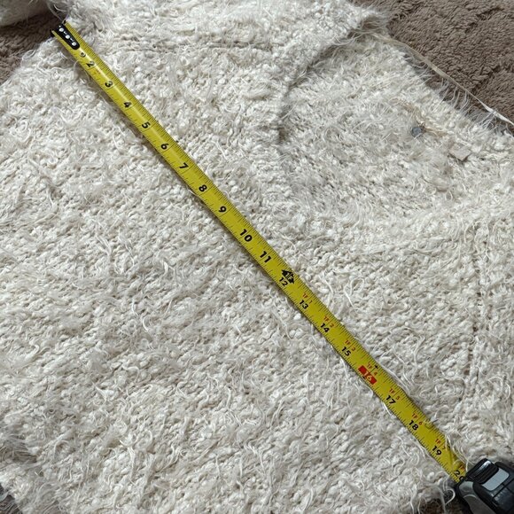 EXCELLENT Anthropologie Knitted & Knotted Ivory Fuzzy Snowfrost Sweater XS - Picture 8 of 12